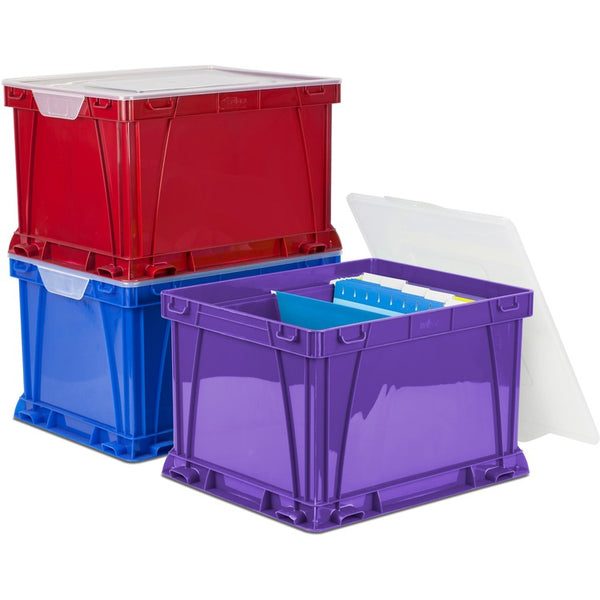 Storex Plastic Storage Cube, 14-1/4" x 17-14" x 10-1/2", 3/ST, Ast (STX62012U03C) 1 Set