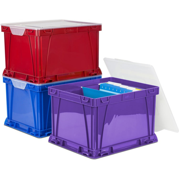 Storex Plastic Storage Cube, 14-1/4" x 17-14" x 10-1/2", 3/ST, Ast (STX62012U03C) 1 Set