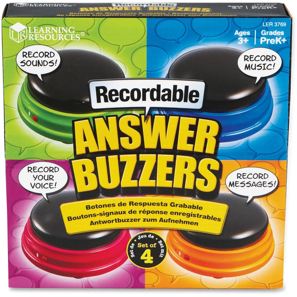 Learning Resources Recordable Answre Buzzers Set, 4Pcs, Ast (LRN3769) Pack of 4