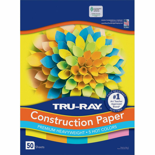 Tru-Ray Sulphite Construction Paper, 12" x 18", 50SH/PK, Ast (PAC6597) Pack of 50