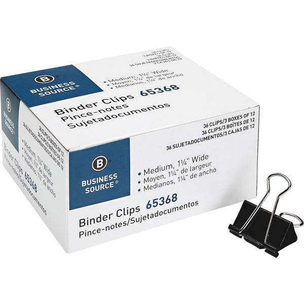 Business Source Binder Clips, Med, 40/PK, Black (BSN65368) Pack of 36
