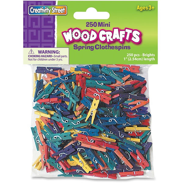 Creativity Street Spring Clothespins, 1", 250pcs, Ast (PAC367202) Bag of 250