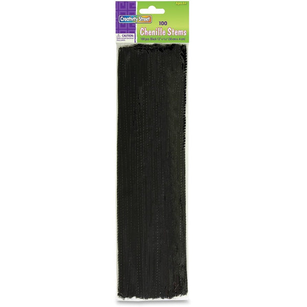 Creativity Street Chenille Stems, 12" x 4mm, 100pcs, Black (PAC711203) Bag of 100