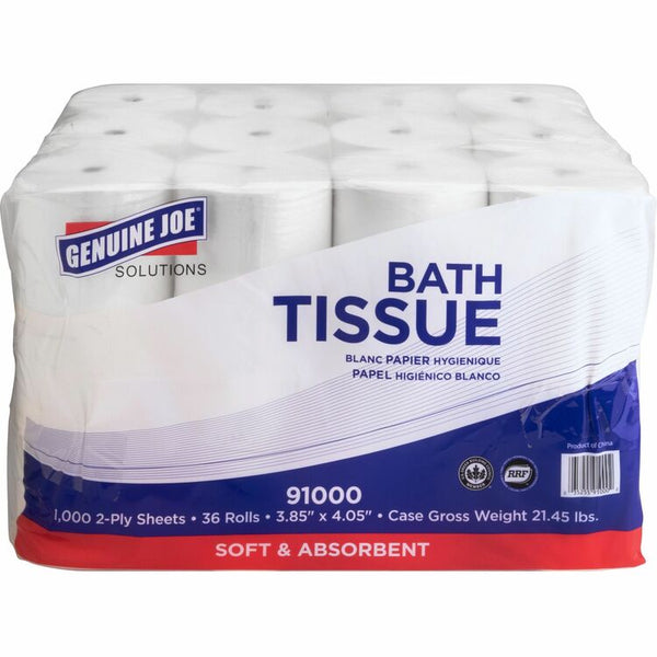 Genuine Joe Solutions Bathroom Tissue, 2-Ply, 36RL/CT, White (GJO91000)