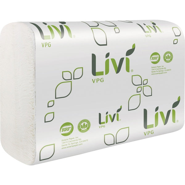 Livi Multifold Towel, 1-Ply, 9.45 x 9.06, White, 250/Carton (SOL43513) Case of 16