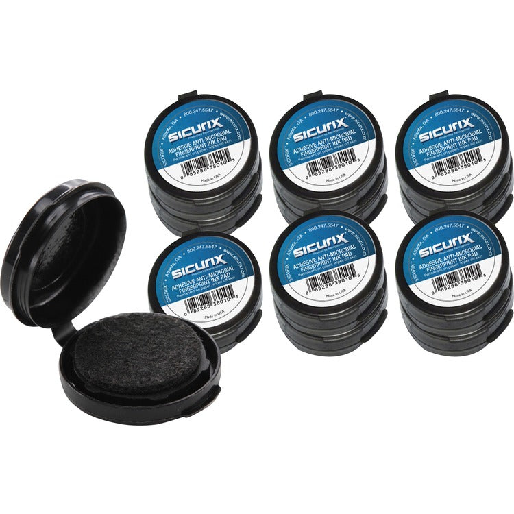 SICURIX Finger Print Pad, Adhesive Back, 1-1/2" x 1-1/2" x 1/2", 12/CT, BK/BK Ink (BAU38010CT) Case of 12
