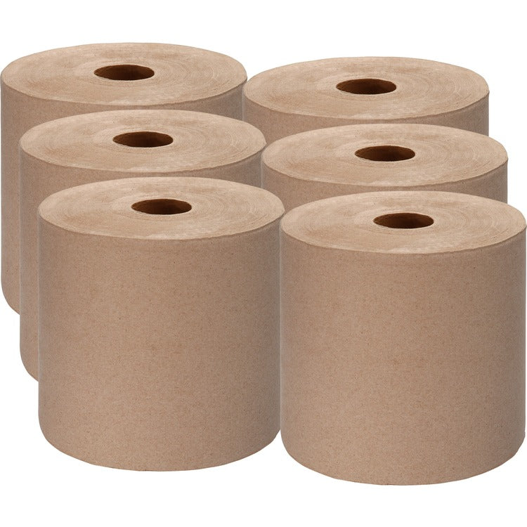 Genuine Joe Hardwound Roll Towels,2"Core,7/7/8" x 1000',6RL/CT,KRAFT (GJO22800)