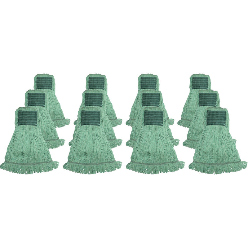 Genuine Joe Synthetic Blend Wide Band Wet mop, 160z., 12/CT, Green (GJOMGR5BCT) Case of 12