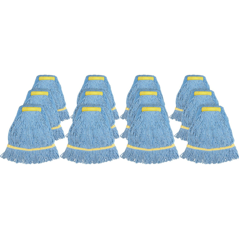 Genuine Joe Small Blend Wet Mop Narrow Band Loop, 12oz., 12/CT, Blue (GJOSBL1BCT) Case of 12
