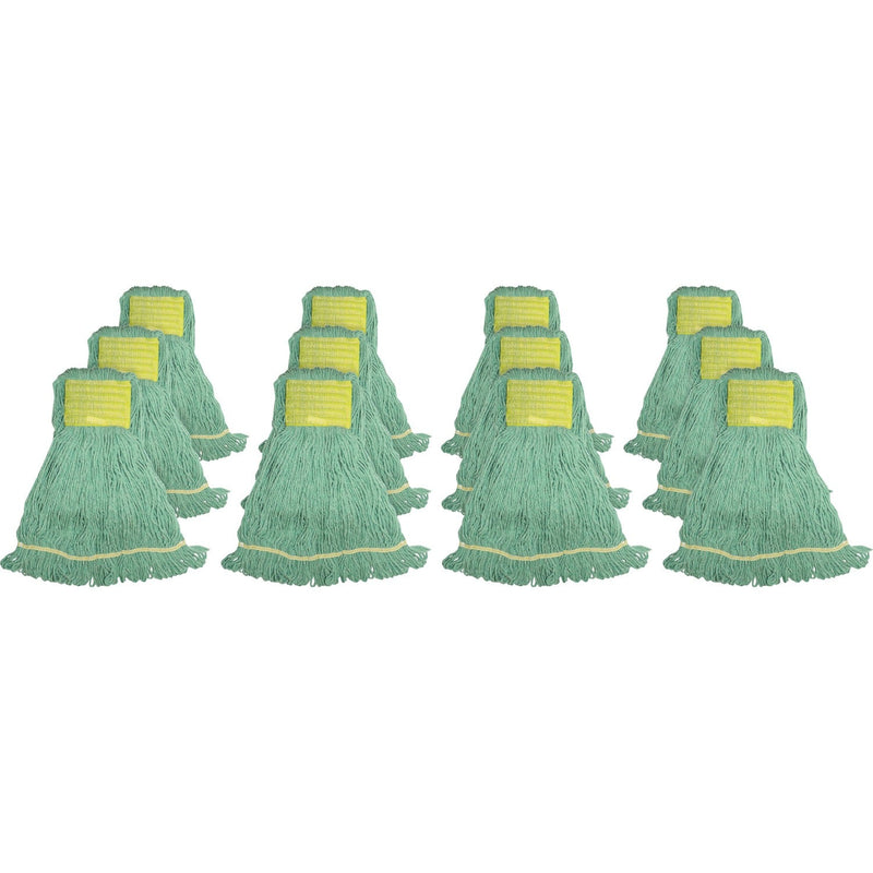 Genuine Joe Small Blend Wide Band Loop Mop, 12/CT, Green/Tan (GJOSGR5BCT) Case of 12