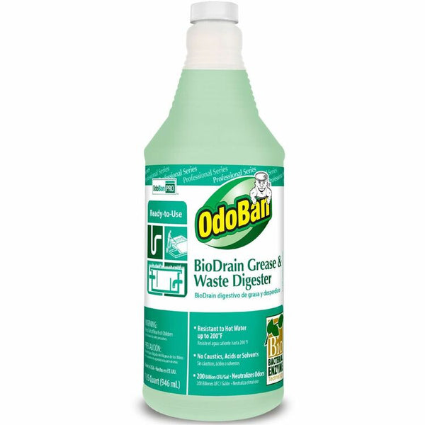 OdoBan Biodrain Grease/Waste Digester, 32oz., Green (ODO928062Q12) Pack of 12