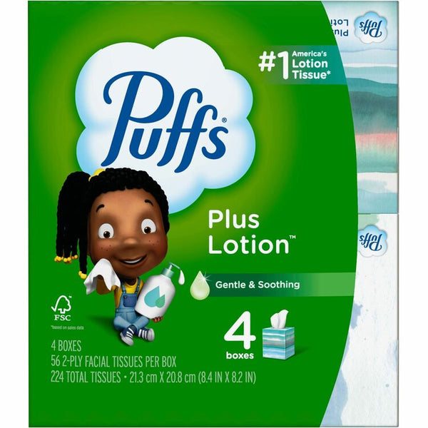 Puffs Plus Lotion Facial Tissue, White, 1-Ply, 8 1/5" x 8 2/5", 56/Box (PGC34899)