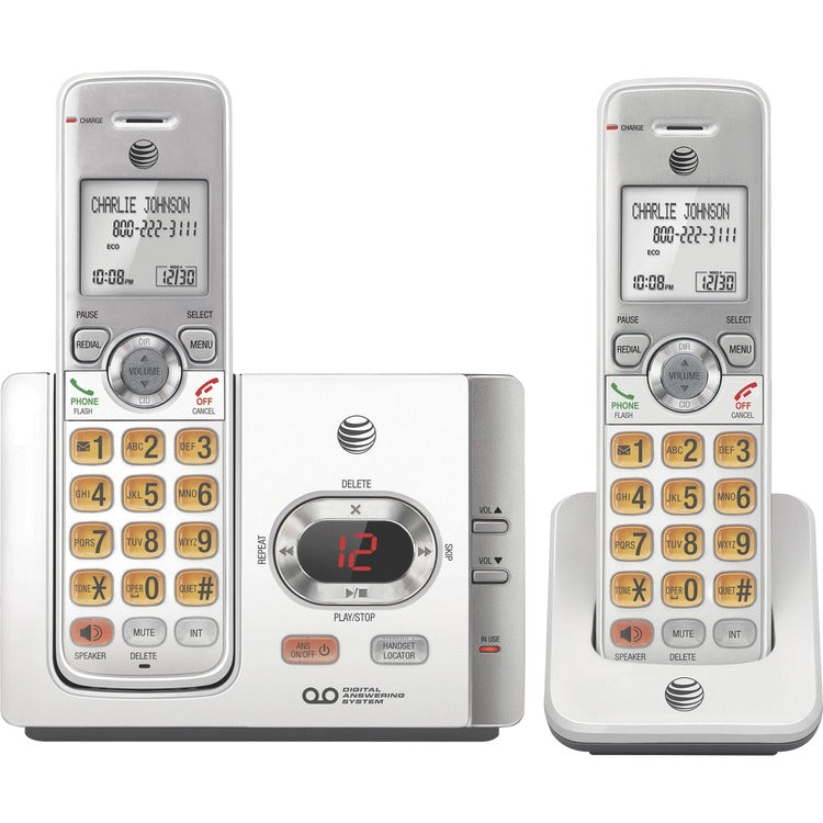 AT&T Cordless Phone, w/2 Handsets, 5-3/5"x3-2/5"x5-3/5", Silver (ATTEL52215) Each