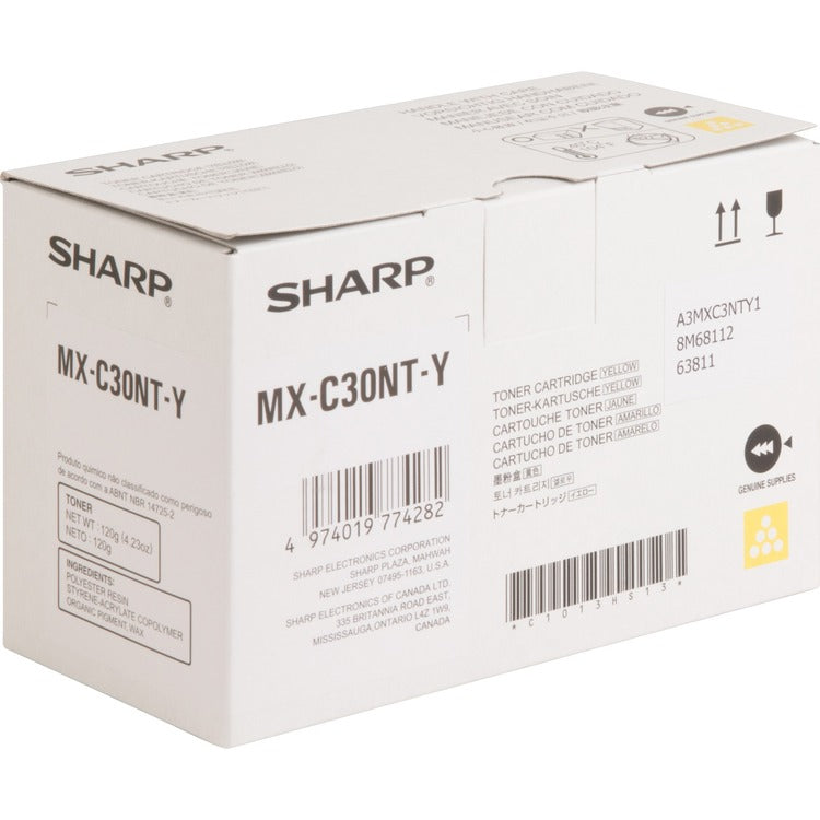 Sharp Toner Cartridge for MX-C300, 6000 Page Yield, Yellow (SHRMXC30NTY) Each