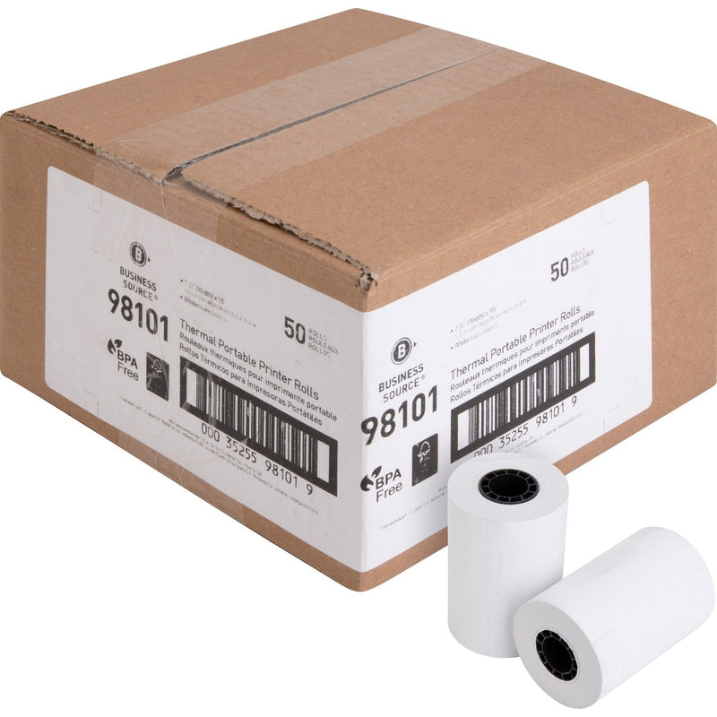 Business Source Thermal Roll, 2-1/4" x 55', 50RL/CT, White (BSN98101) Case of 50