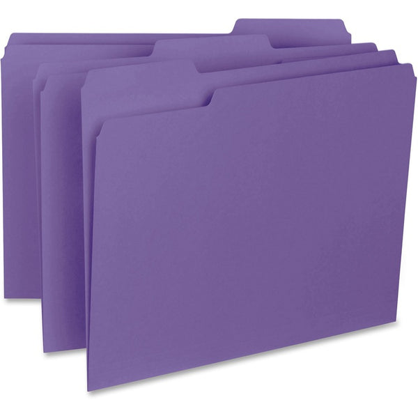 Business Source File Folder, Interior, Letter, 1/3" Cut, 100/BX, Purple (BSN99717) Box of 100