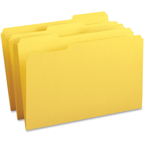 Business Source Color Coding File Folders, 1/3Cut, 9-1/2" x 14", Legal, 100/BX, YW (BSN99722) Box of 100