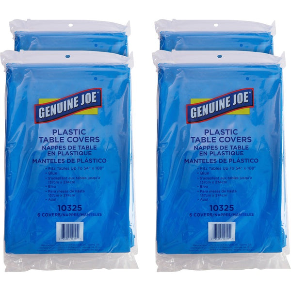 Genuine Joe Plastic Tablecover, 54" x 108", 24/CT, Blue (GJO10325CT)