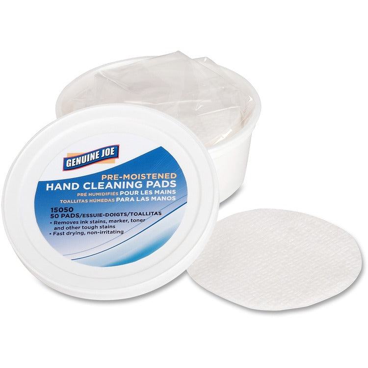 Genuine Joe Pre-moistened Hand Cleaning Pads, 3" Diameter, 72/CT (GJO15050CT)