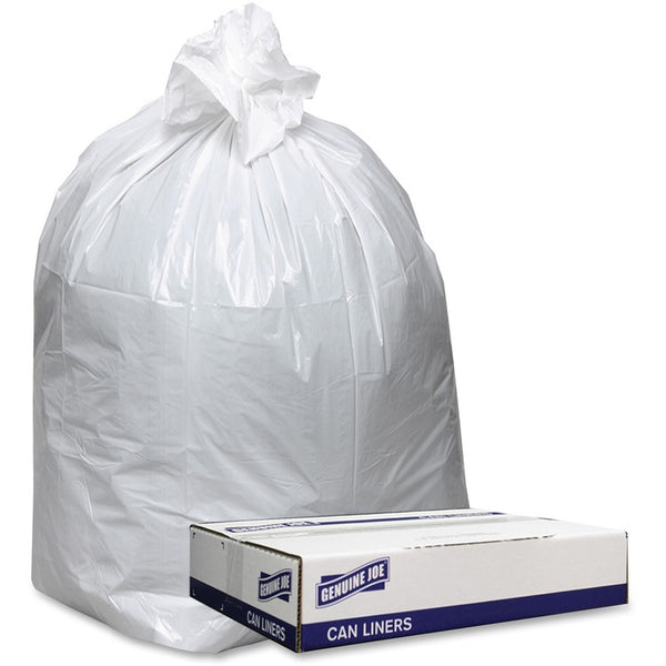 Genuine Joe Trash Can Liners, Heavy-Duty, 9mil, 38" x 58", 100BG/CT, White (GJO3858W) Case of 100