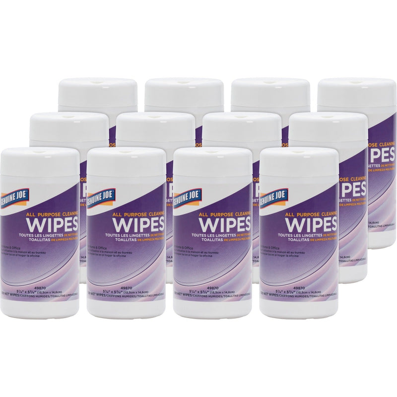 Genuine Joe Surface Cleaning Wipes, 5-1/4" x 5-3/4", 12/CT (GJO49870CT) Case of 12
