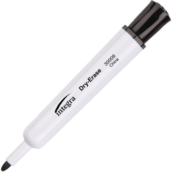 Integra Dry-Erase Marker, Large, Bullet Tip, 12/BX, Black (ITA30009)