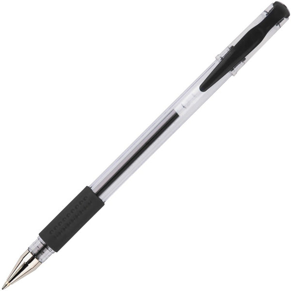 Integra Gel Stick Pen, Rubber Grip, 12/BX, Clear Barrel/BK Ink (ITA36193)