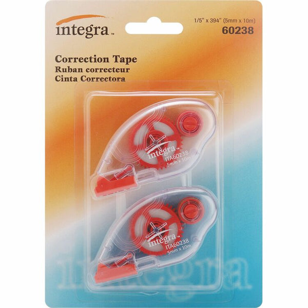 Integra Correction Tape, 1/4" x 472", 2/PK, White (ITA60238)