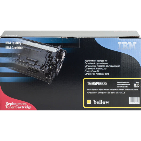IBM Remanufactured Toner Cartridge, Alternative for HP 651A (CE342A), Laser, 16000 Pages, Yellow, 1 Each (IBMTG95P6605) Each