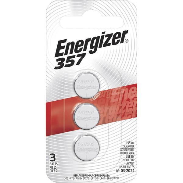 Energizer Batteries for Watch/Calculator, 1.5 Volt, 3/Pack, Red/Black (EVE357BPZ3CT) Case of 360