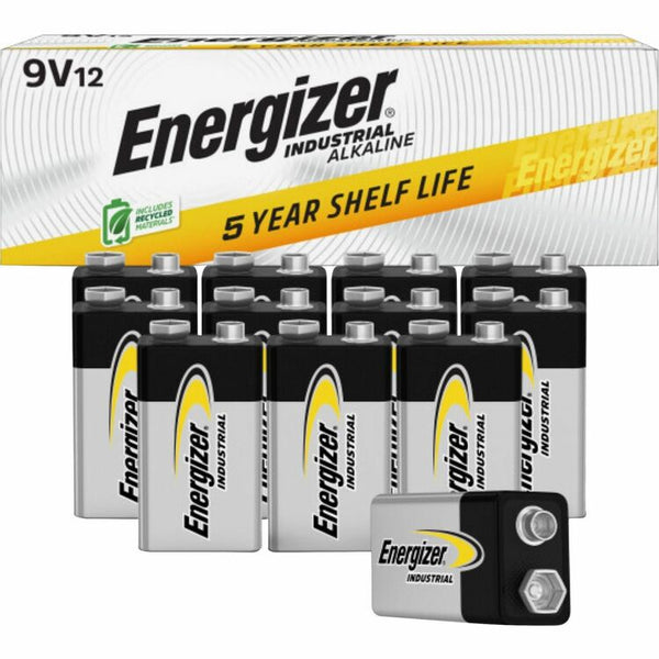 Energizer Alkaline Industrial Battery, 9 Volt, 6BX/CT (EVEEN22CT) Case of 72