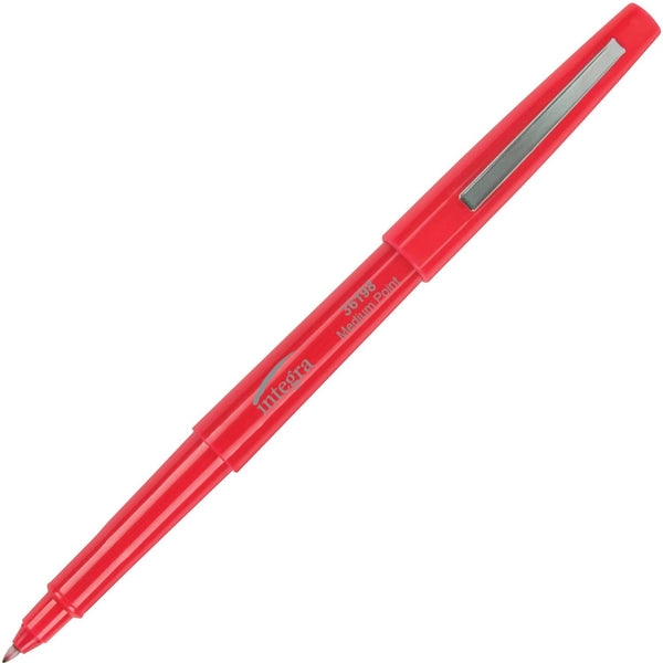 Integra Resin Tip Pen, Med Pt, Red Barrel/RD Ink (ITA36198) 1 Dozen