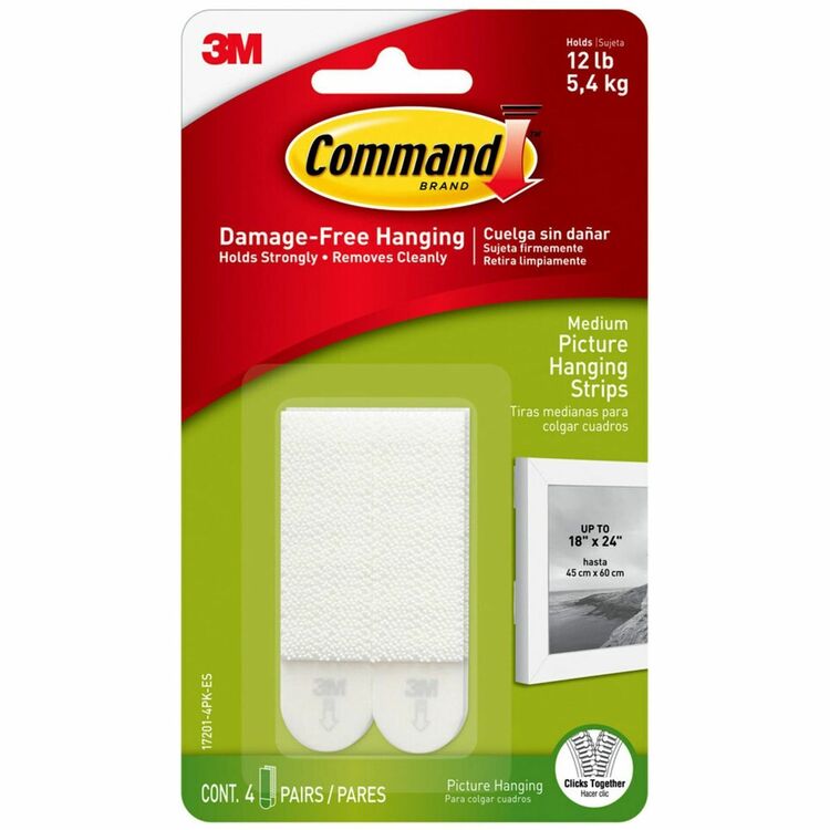 Command Hanging Strips, f/Med. Picture, Holds 3 lbs., 4/PK, WE (MMM172014PKES) Pack of 8