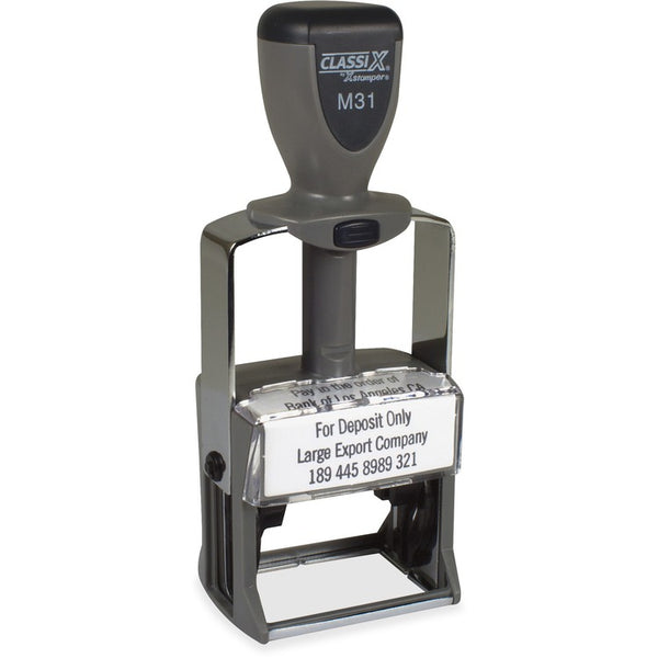 Xstamper ClassiX Self-Inking Steel Message Stamp, 1-1/8" x 1-5/8", Ast (XSTM31) Each