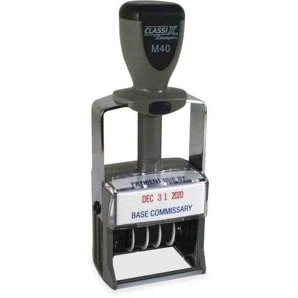Xstamper ClassiX Self-Inking Steel Date Stamp, 15/16" x 1-9/16", Ast (XSTM40) Each