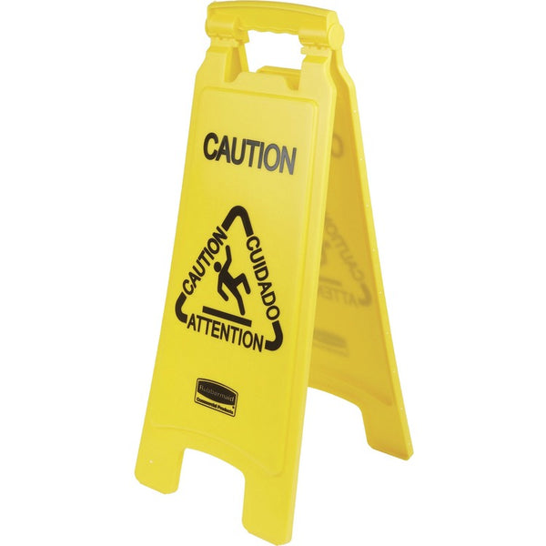 Rubbermaid Commercial Wet Floor Sign, 'Caution", Multilingual, 11" x 25", 6/CT, YW