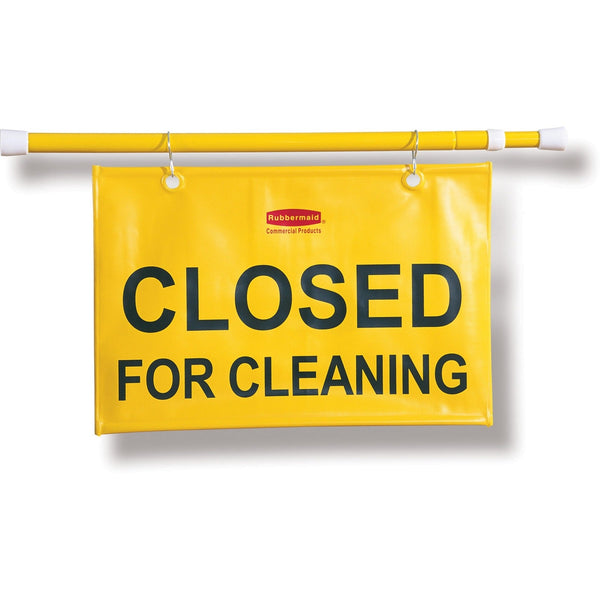 Rubbermaid Commercial Safety Sign, "Closed for Cleaning", Extends 49-1/2", Yellow (RCP9S1500YWCT) Case of 6