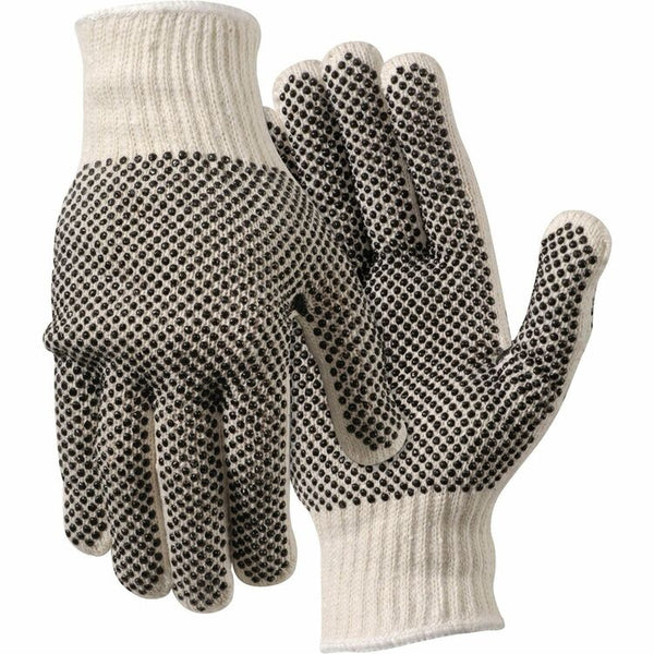 MCR Safety Work Gloves, PVC Dots On Both Sides, Large, White (MCS9660LM) 1 Pair