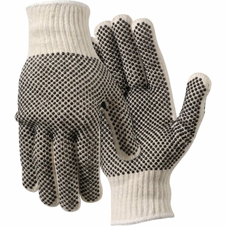 MCR Safety Work Gloves, PVC Dots On Both Sides, Large, White (MCS9660LM) 1 Pair