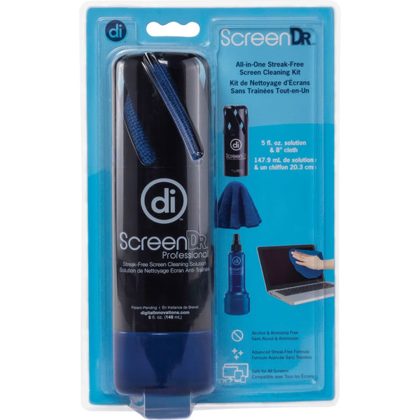 Digital Innovations Screen Cleaner w/Cloth, Streak-free, 5 oz, Black/Blue (ASP4111200) Each