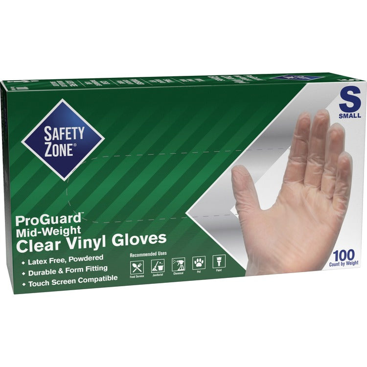 Safety Zone Powdered Clear Vinyl Gloves - Small Size - Clear (SZNGVDRSM1) Box of 100
