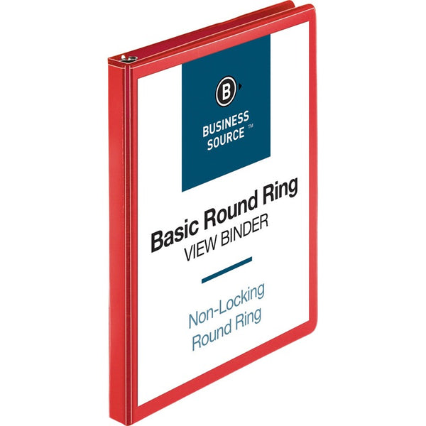 Business Source View Binder, Round Ring, .5", Red (BSN09965) Each