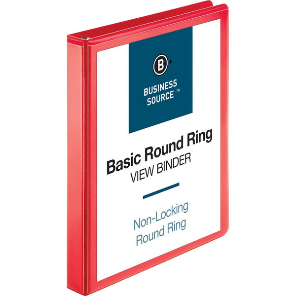 Business Source View Binder, Round Ring, 1", Red (BSN09966) Each
