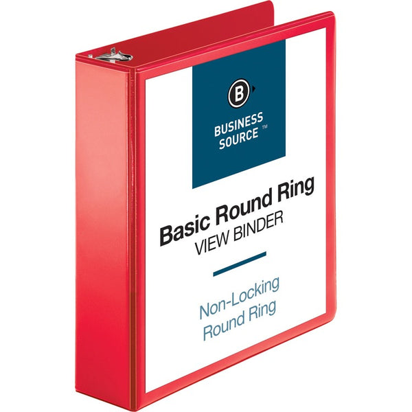 Business Source View Binder, Round Ring, 2", Red (BSN09968) Each