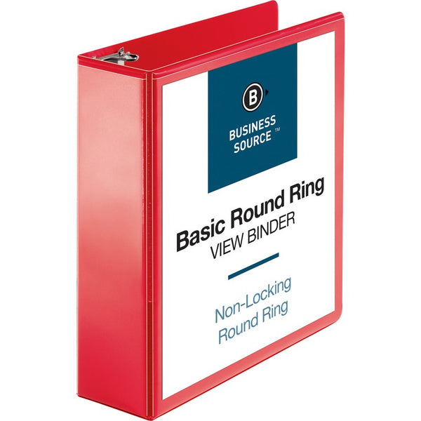 Business Source View Binder, Round Ring, 3", Red (BSN09969) Each