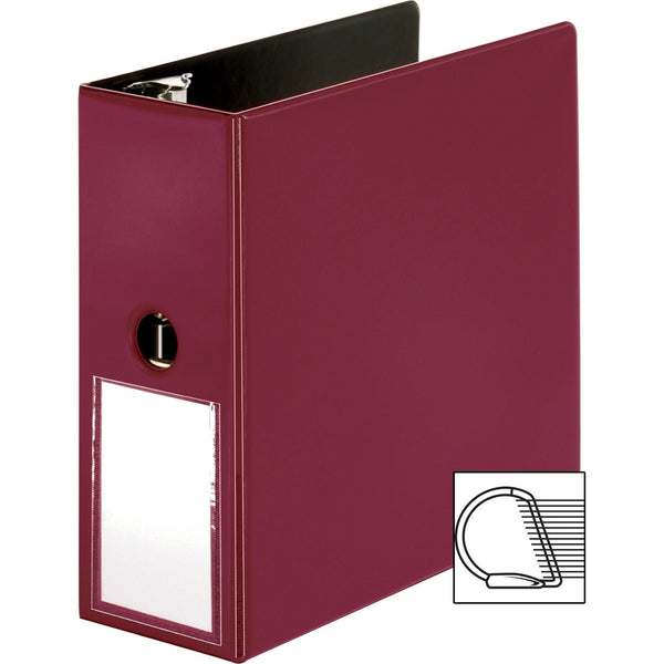 Business Source Slanted D-Ring Binder with Label Holder, 5", Burgundy (BSN33122) Each