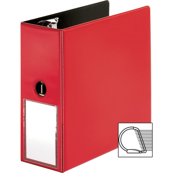 Business Source Slanted D-Ring Binder with Label Holder, 5", Red (BSN33124) Each