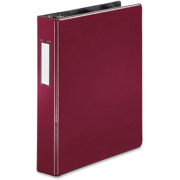Business Source Slanted D-Ring Binder with Label Holder, 1-1/2" Burgundy (BSN33126) Each