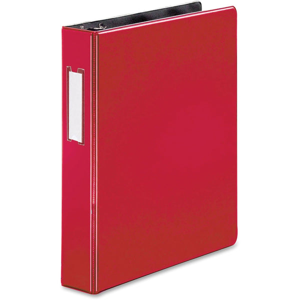 Business Source Slanted D-Ring Binderwith Label Holder, 1-1/2", Red (BSN33128) Each