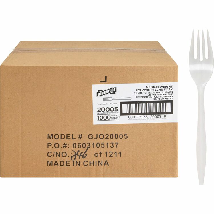 Genuine Joe Forks, Med-Weight, 1000/CT, White (GJO20005) Case of 1000